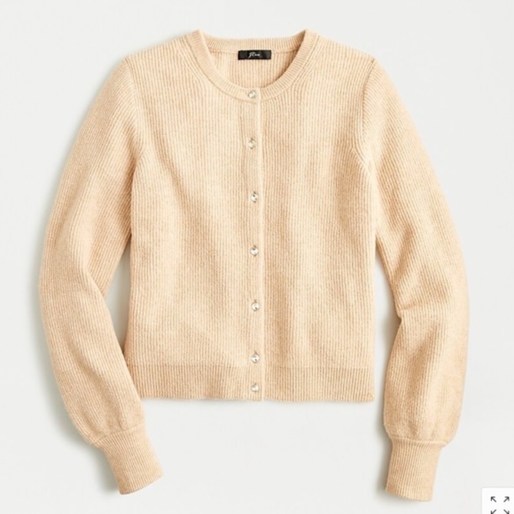 NWT J Crew Supersoft Yarn Ribbed Caridgan w/ Jeweled Buttons